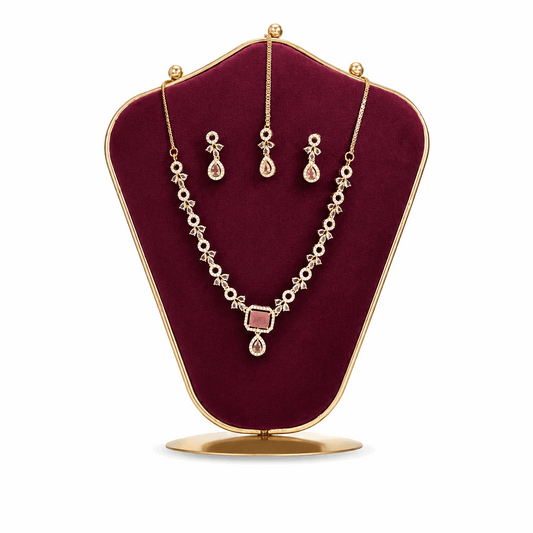 Luxury morganite look teardrop diamond simulant festive bridal jewelry suite Pakistan