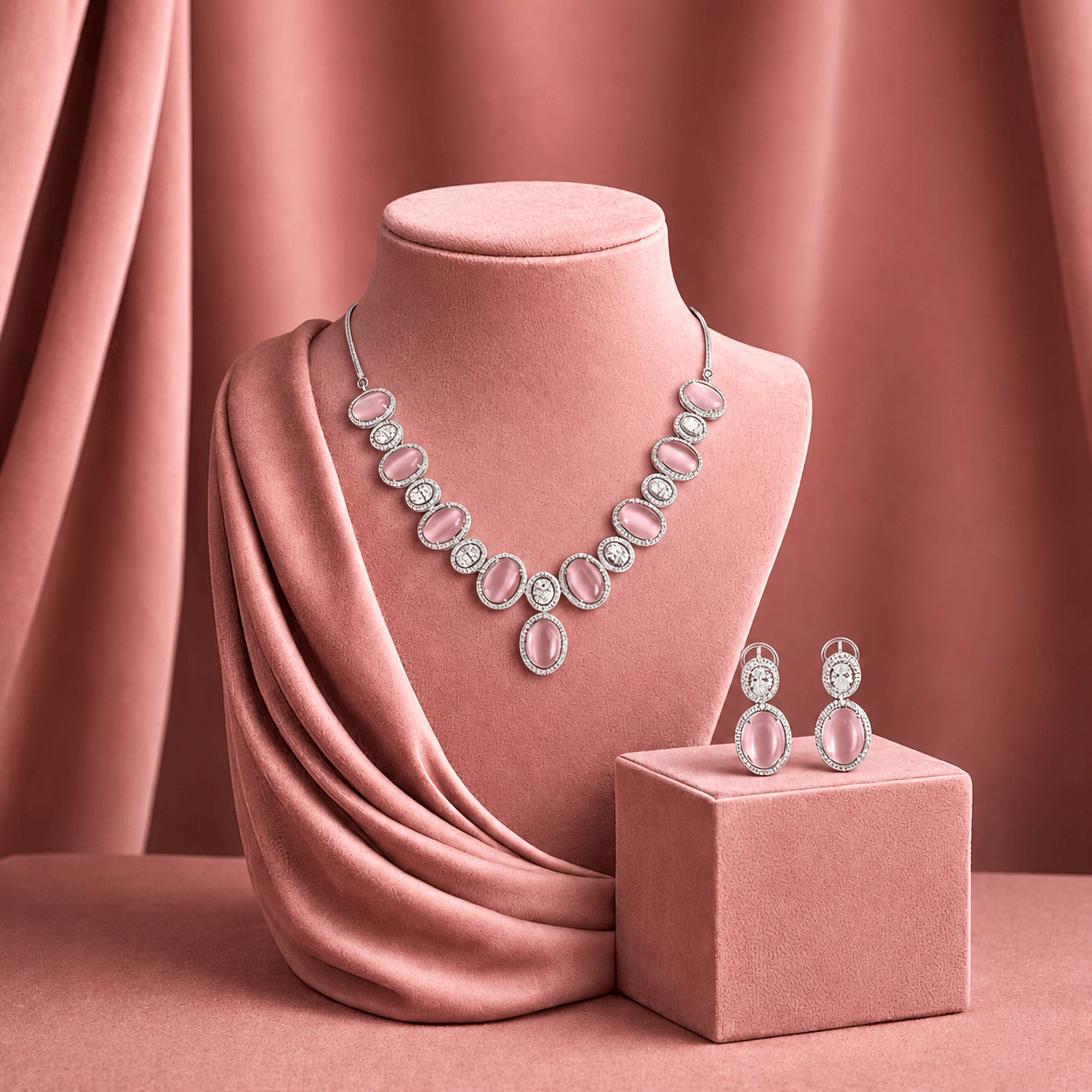 DILAVEZ Collection: Rose Ovale Necklace Set