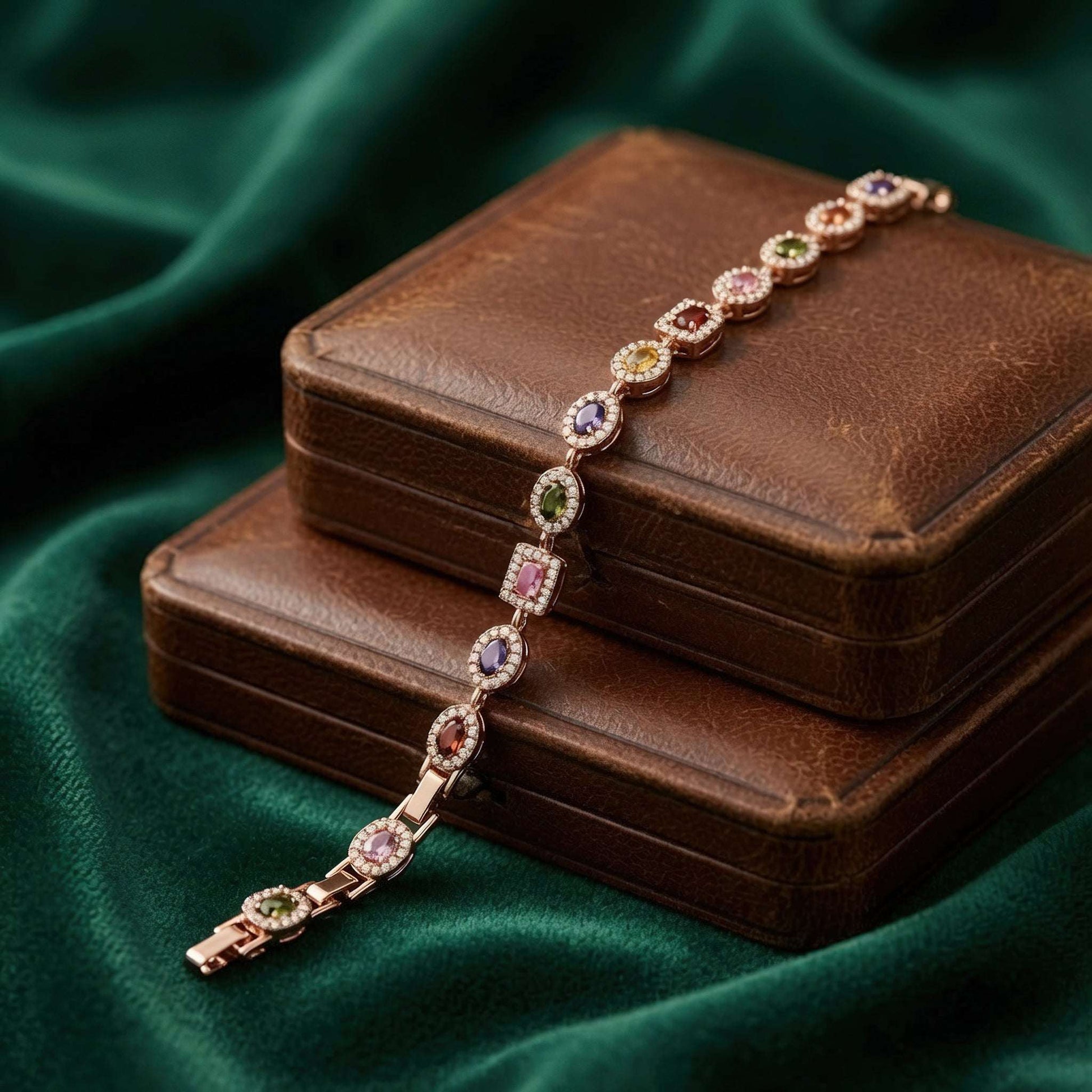 Artisan-crafted halo encrusted mixed stone bracelet luxury wear