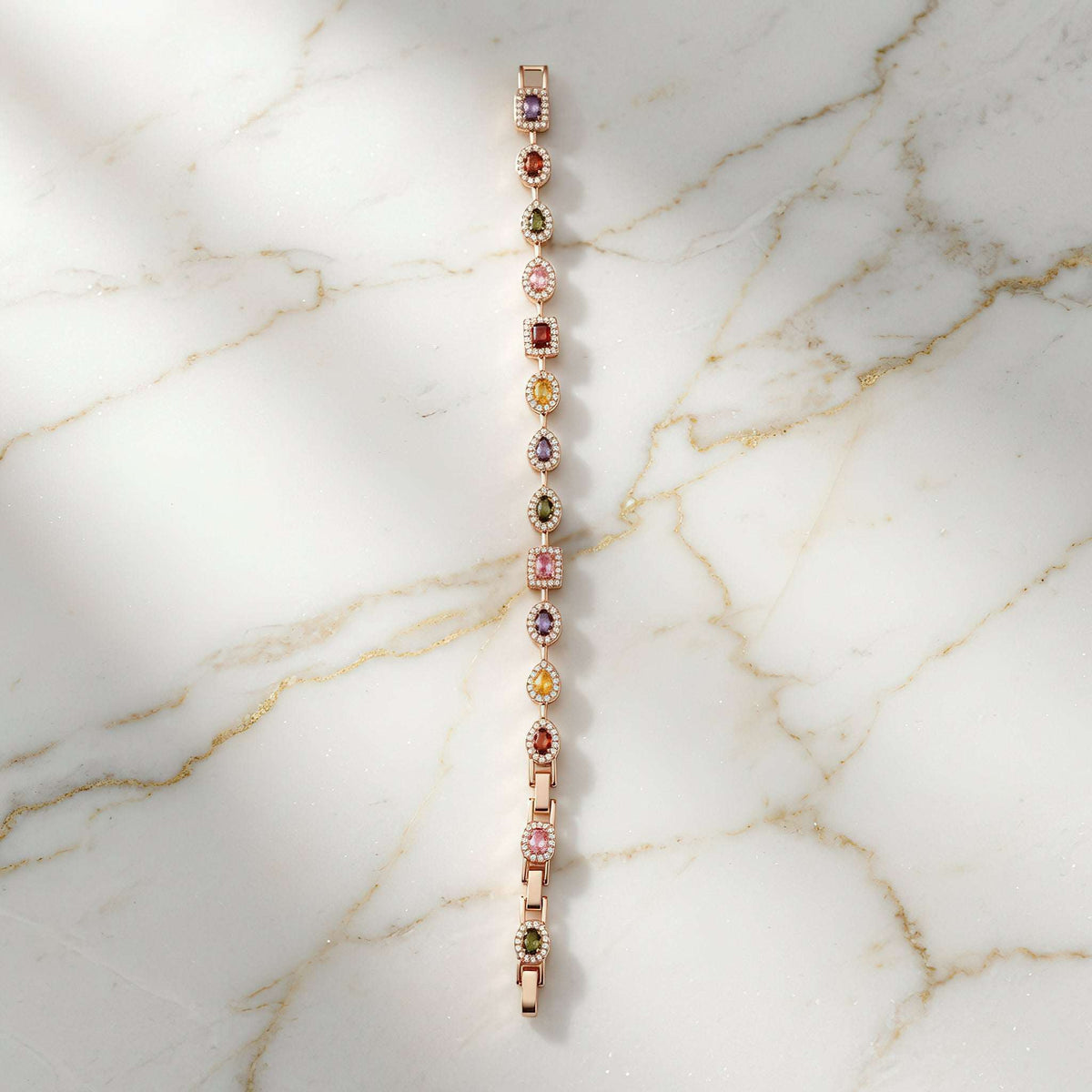 Elegant multi-colored simulated diamond teardrop and oval bracelet online