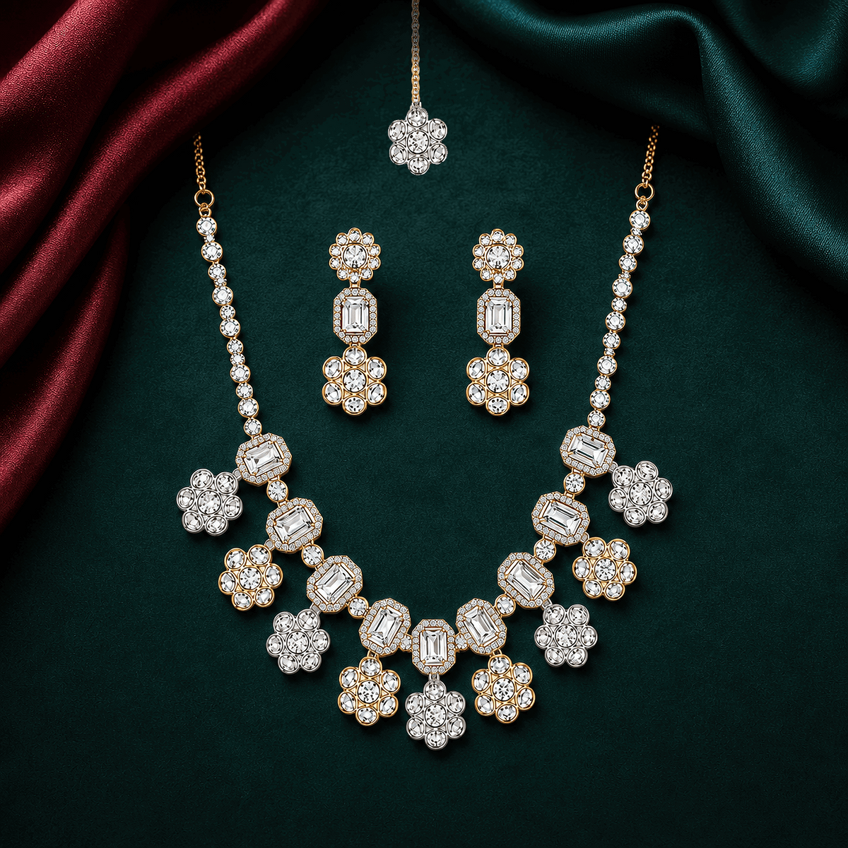 High end majestic floral cluster wedding jewelry set for elite pakistani brides