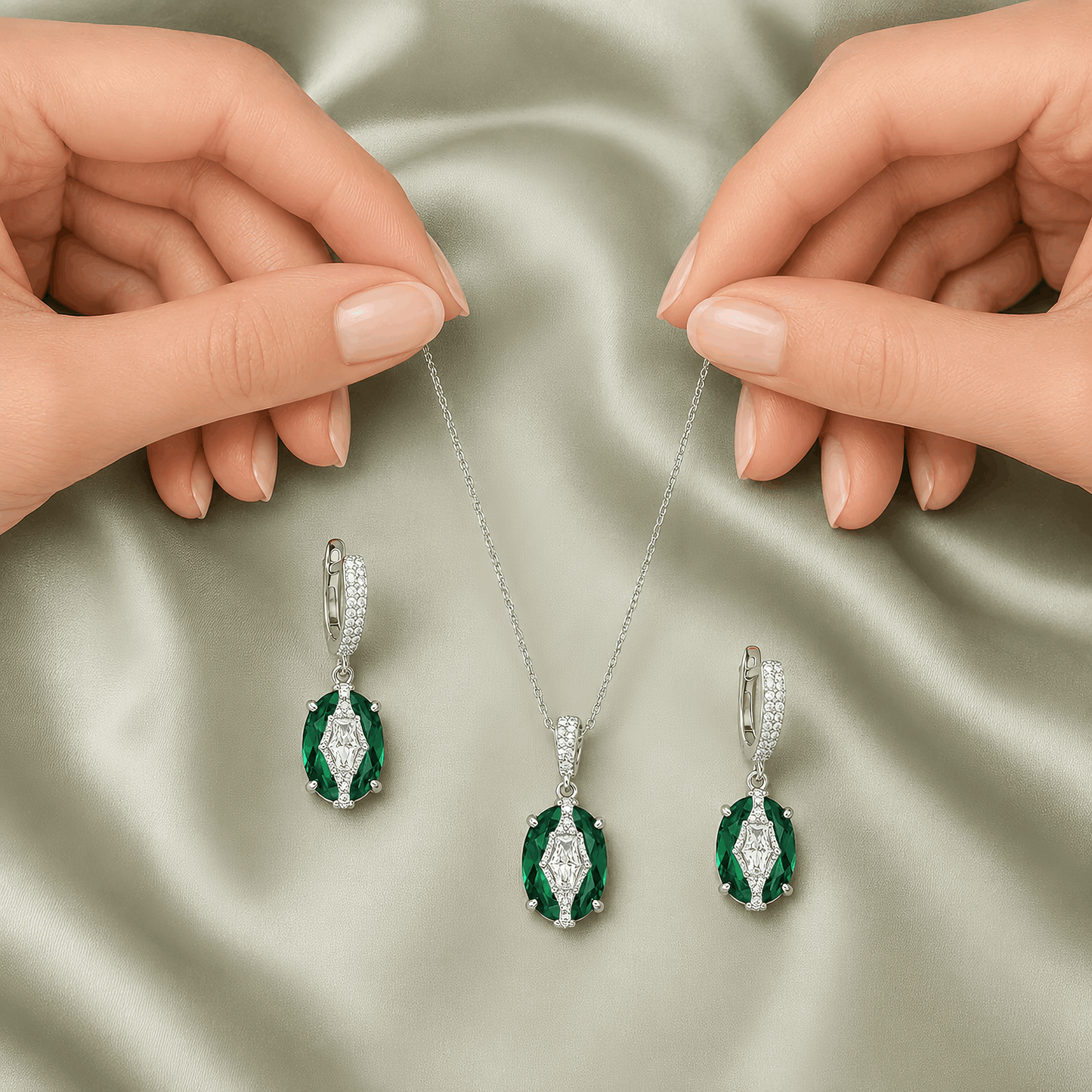 High-end micro-pave crystal embellished festive jewelry set for elite women