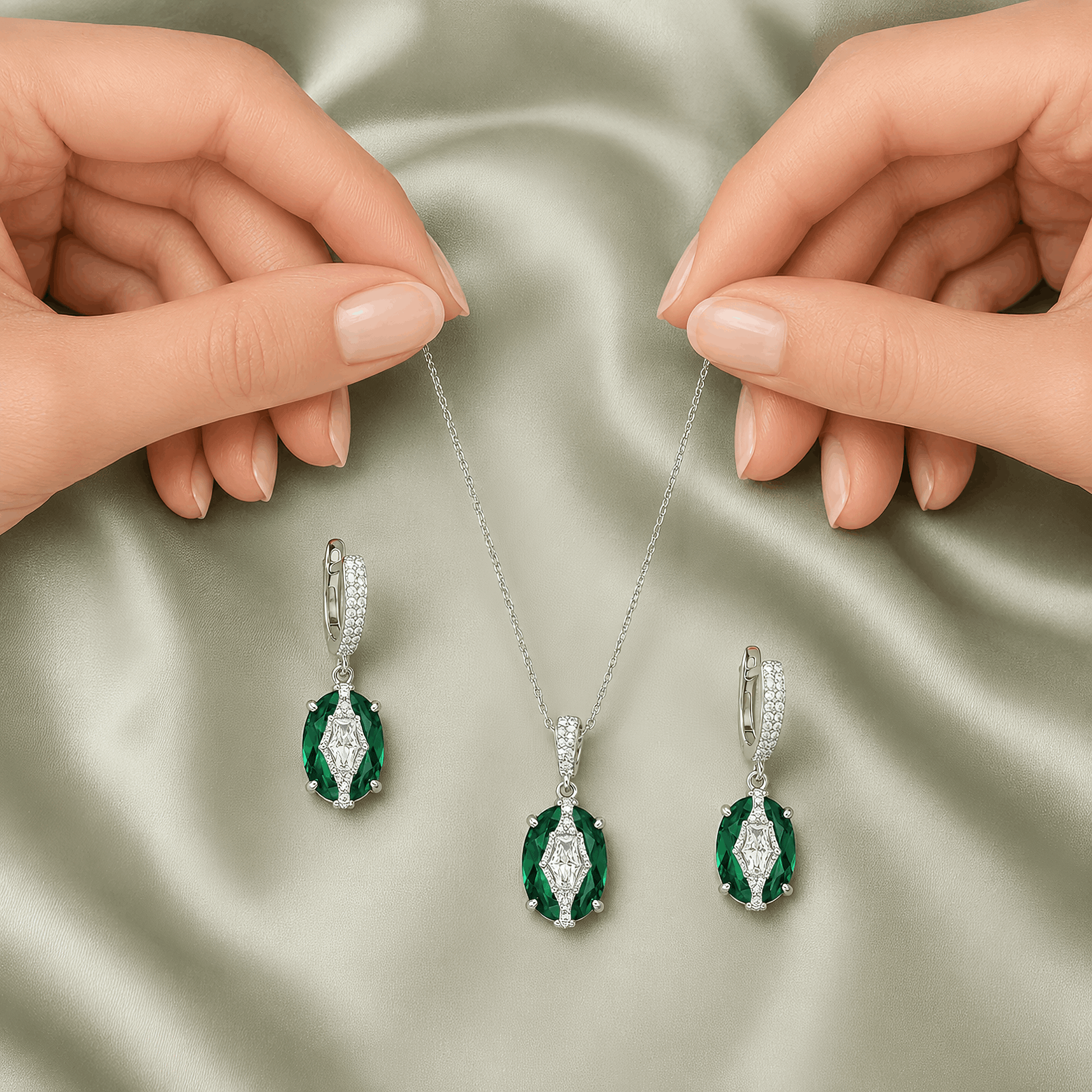 High-end micro-pave crystal embellished festive jewelry set for elite women