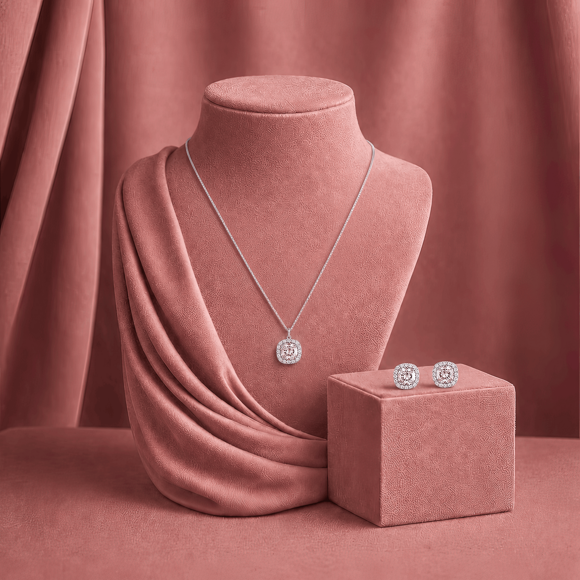 High-end minimalist pastel pink crystal bridal jewelry set for elite women