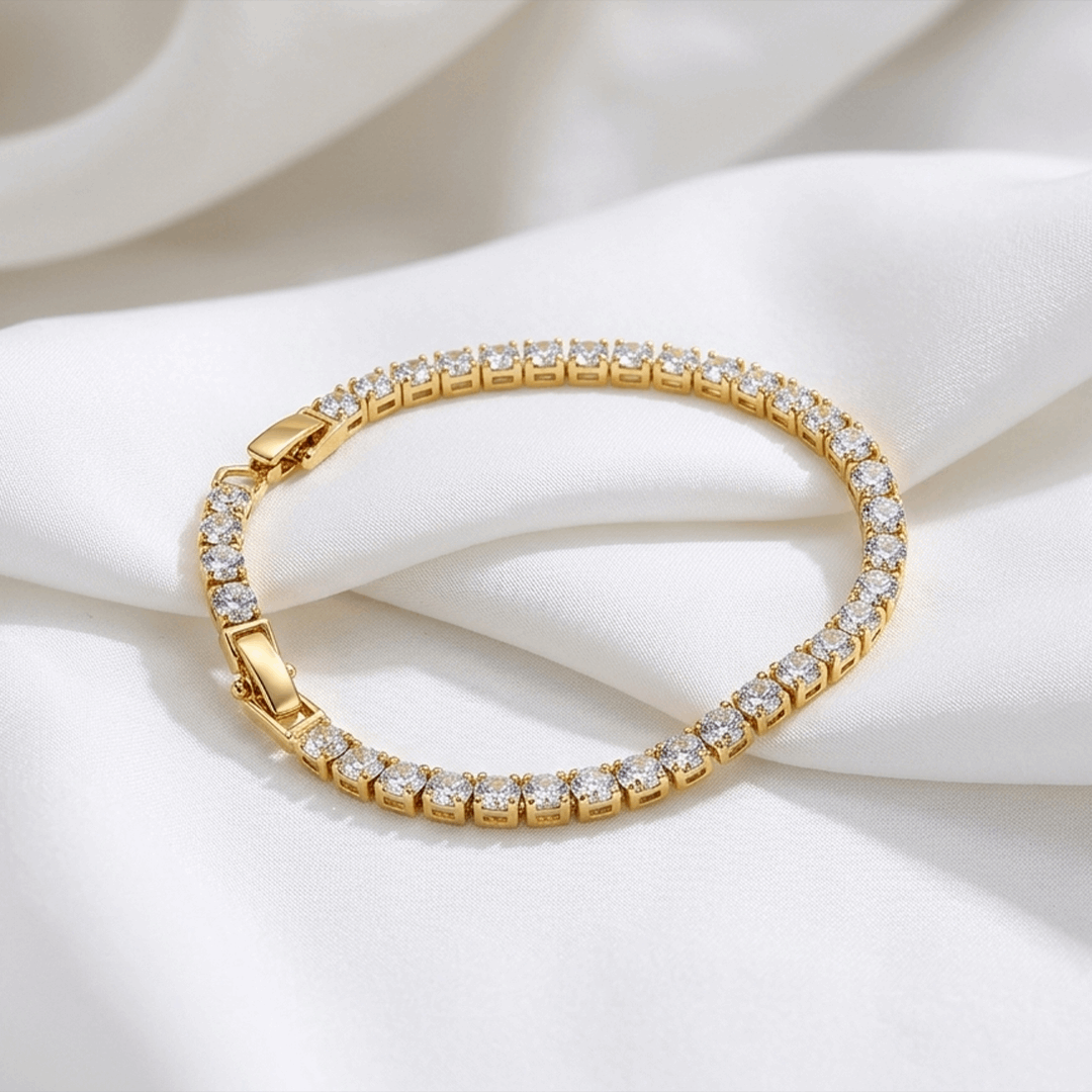 Anti-tarnish 18k gold-vermeil tennis bracelet high-precision stones