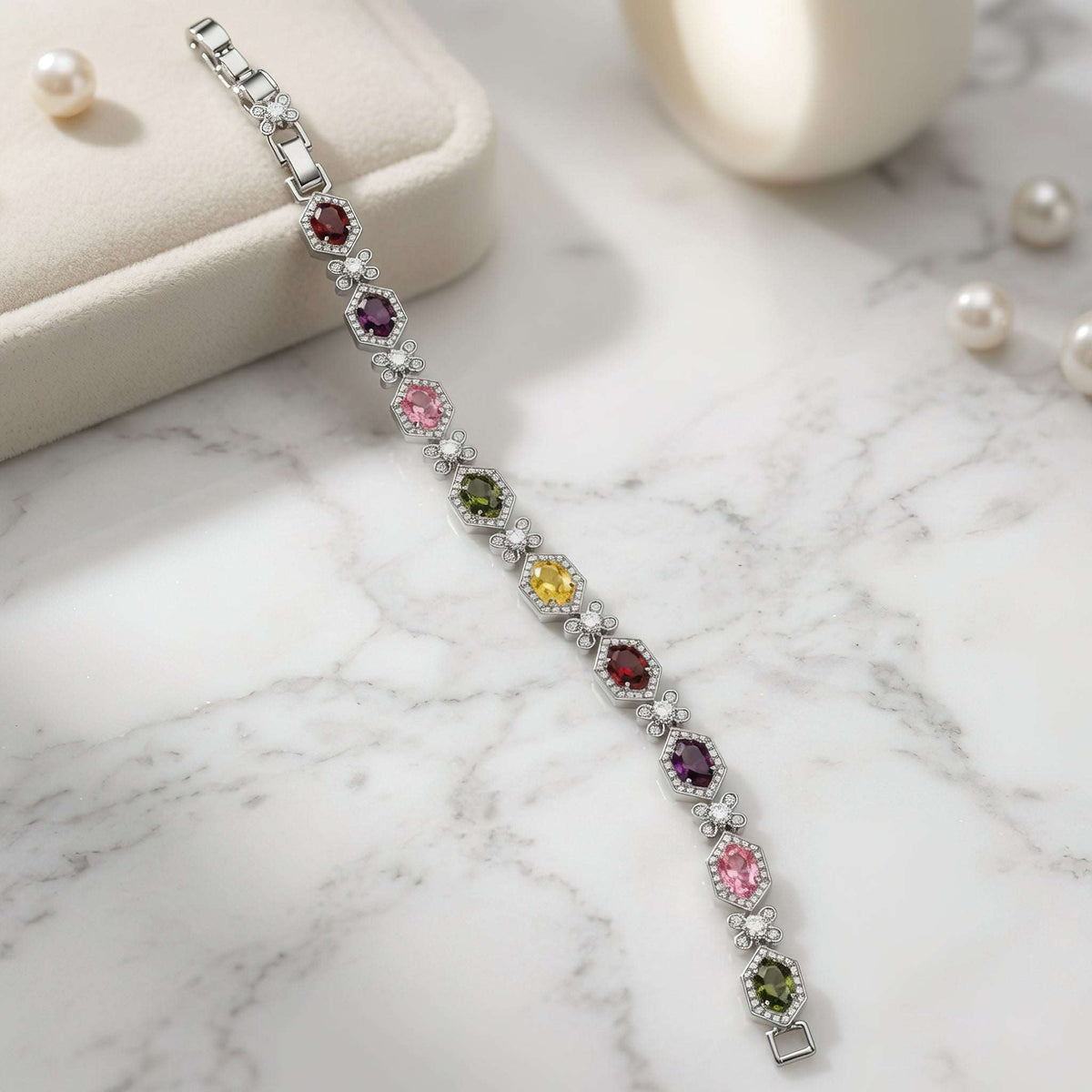 Luxury rainbow gemstone statement wristwear fine jewelry Pakistan