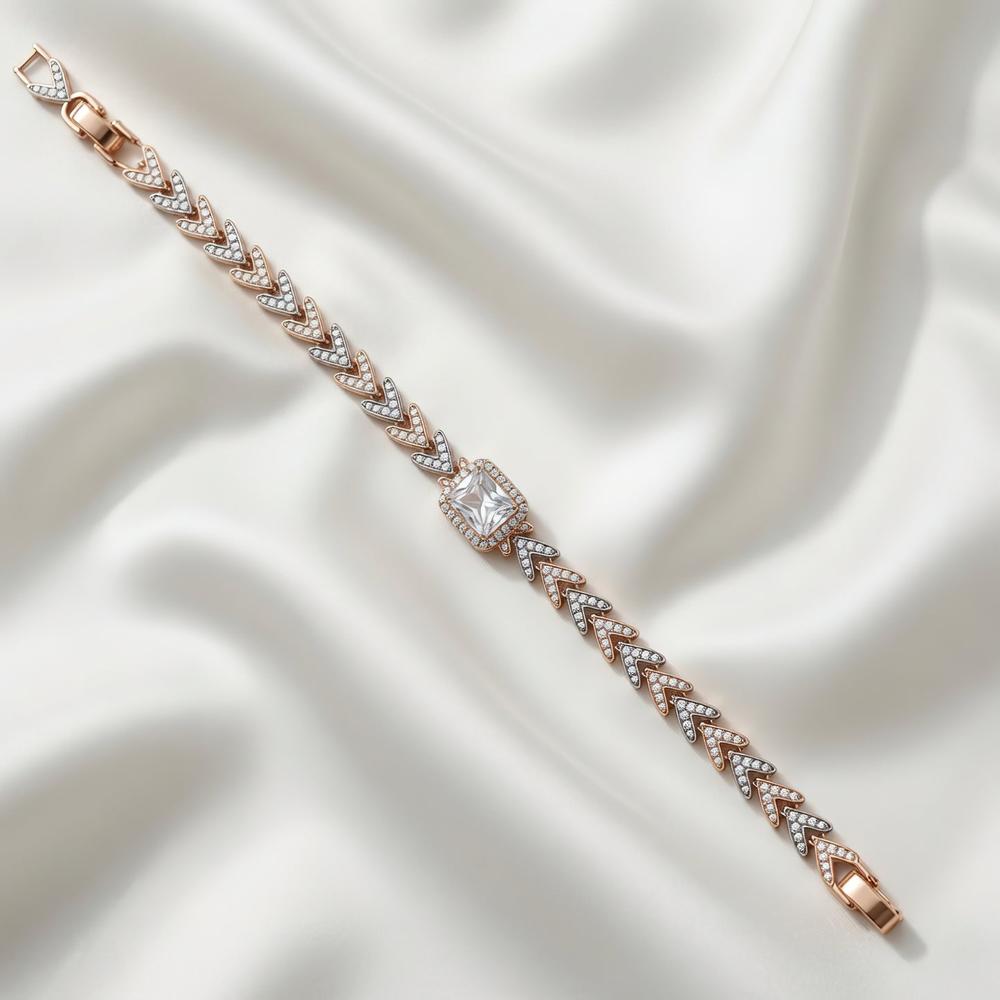 Luxury rose gold and silver geometric wrist wear fine jewelry Pakistan