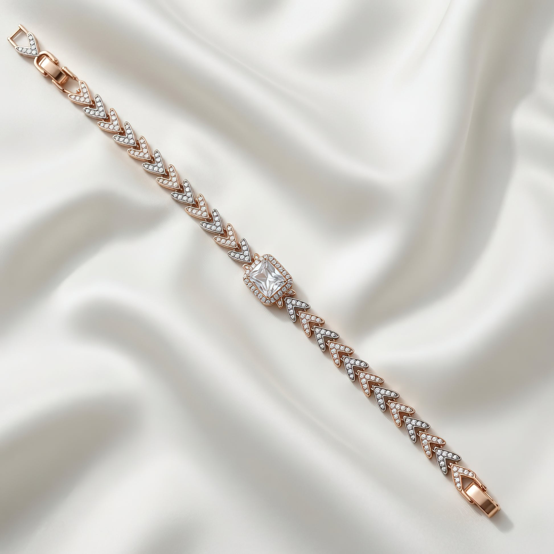 Luxury rose gold and silver geometric wrist wear fine jewelry Pakistan