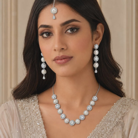 Premium demi fine timeless heritage style pearl alternative complete wedding set