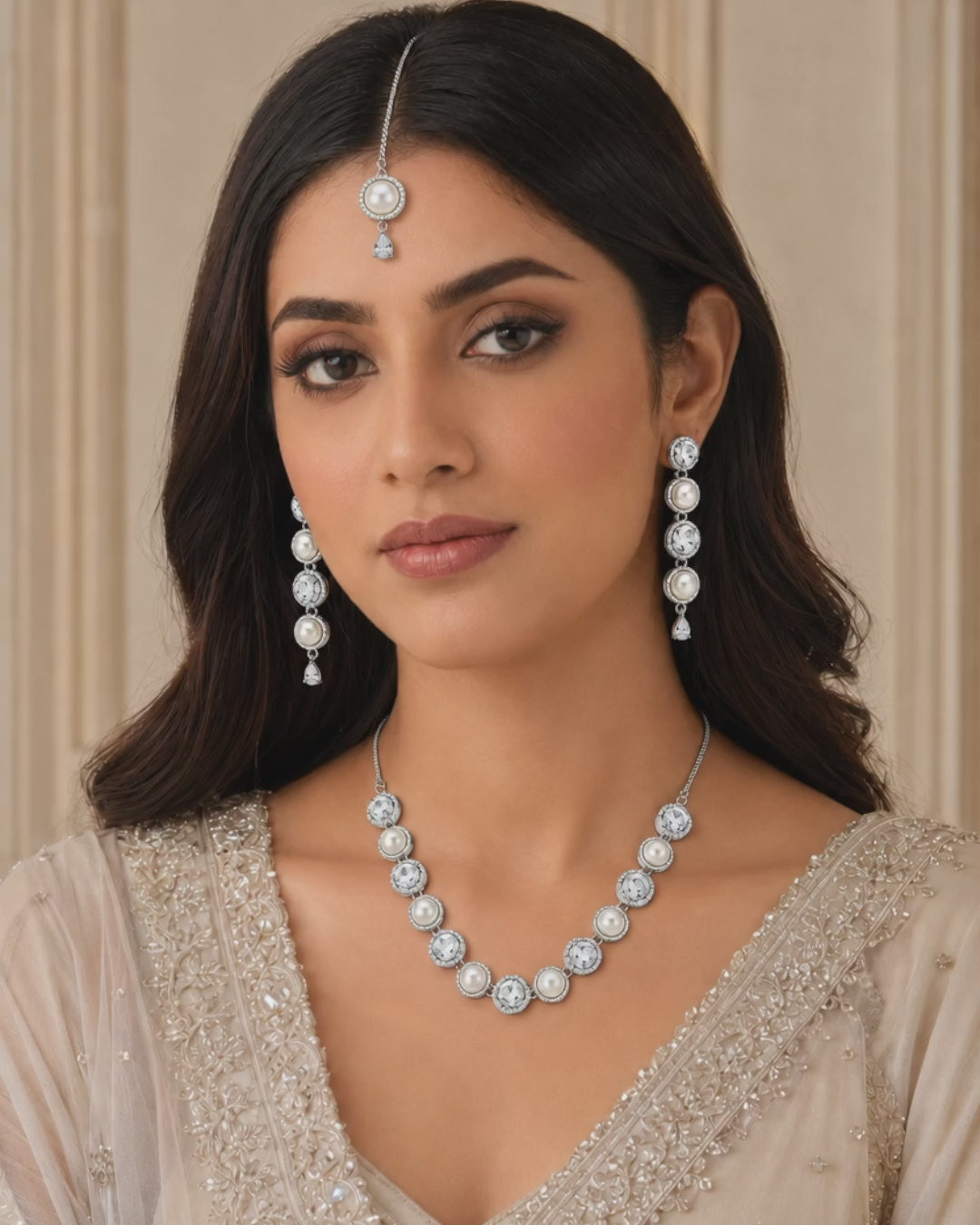 Premium demi fine timeless heritage style pearl alternative complete wedding set