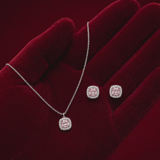 Sleek feminine romantic pastel pink brilliant-cut stone set wedding gift