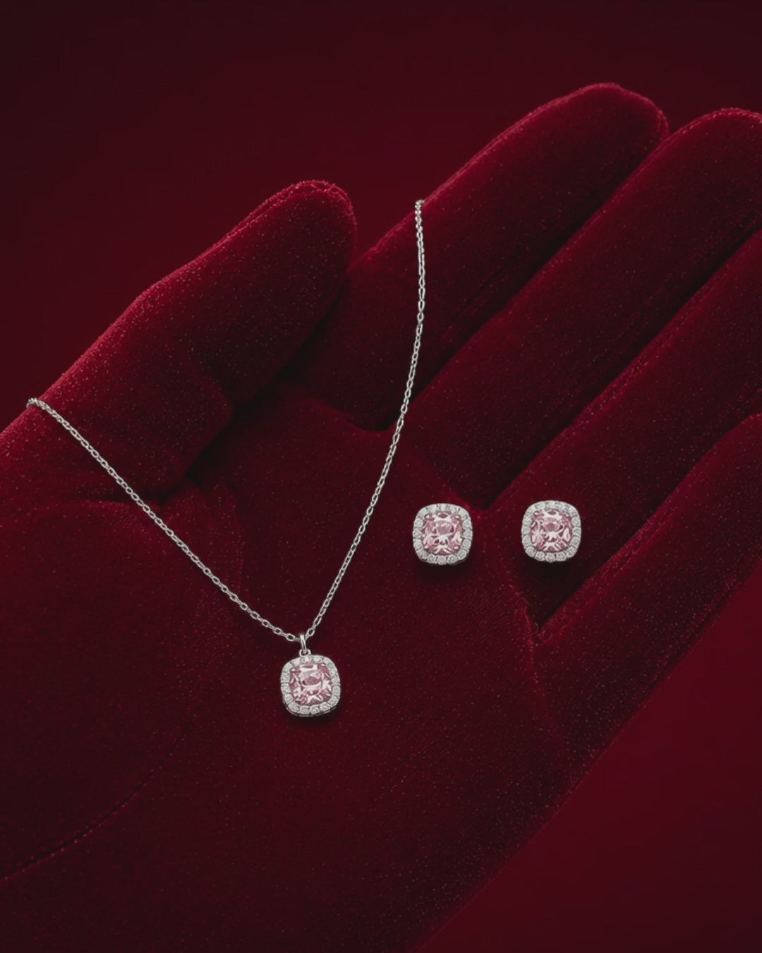 Sleek feminine romantic pastel pink brilliant-cut stone set wedding gift