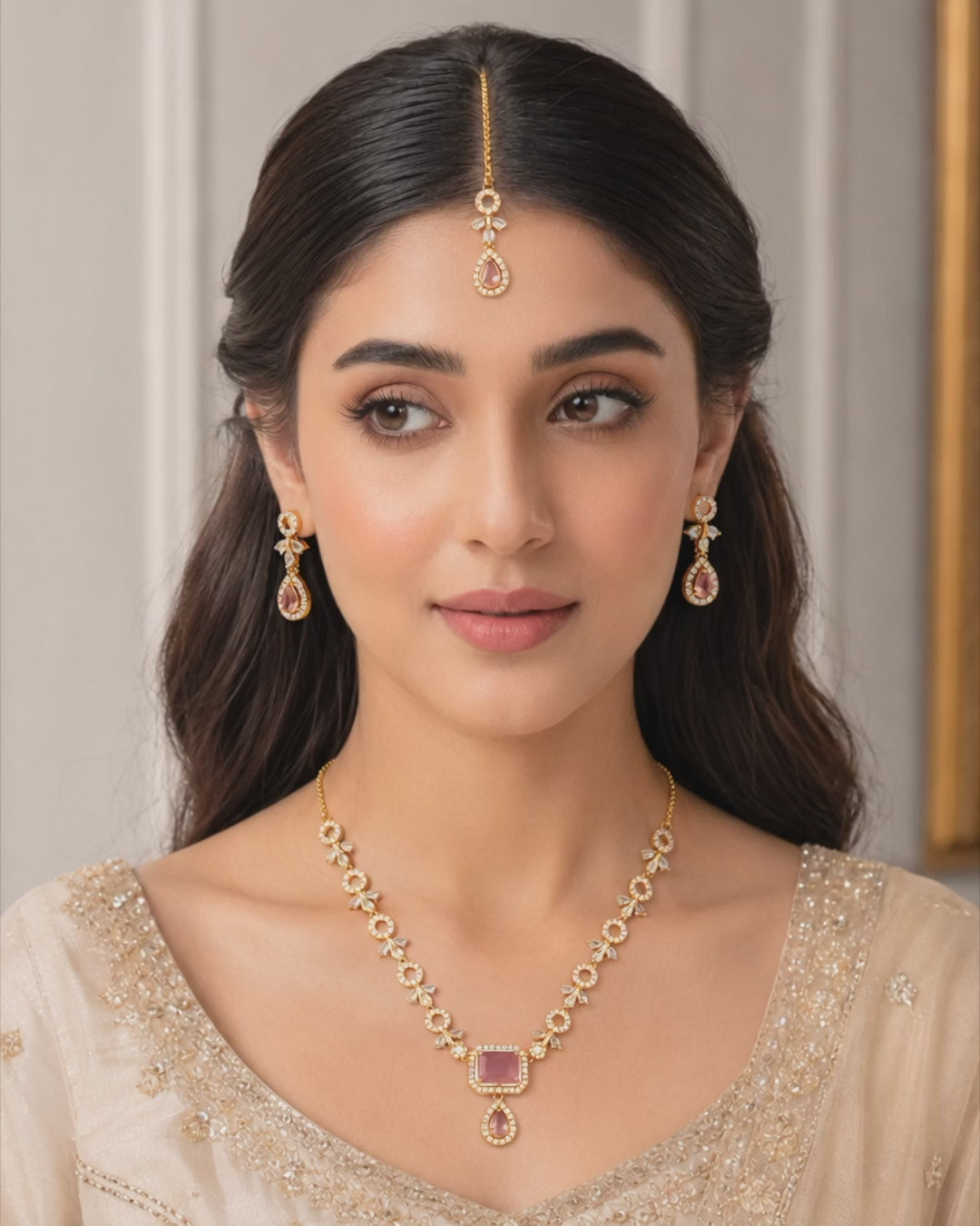 Sleek statement majestic yellow gold plated champagne crystal bridal gift set online